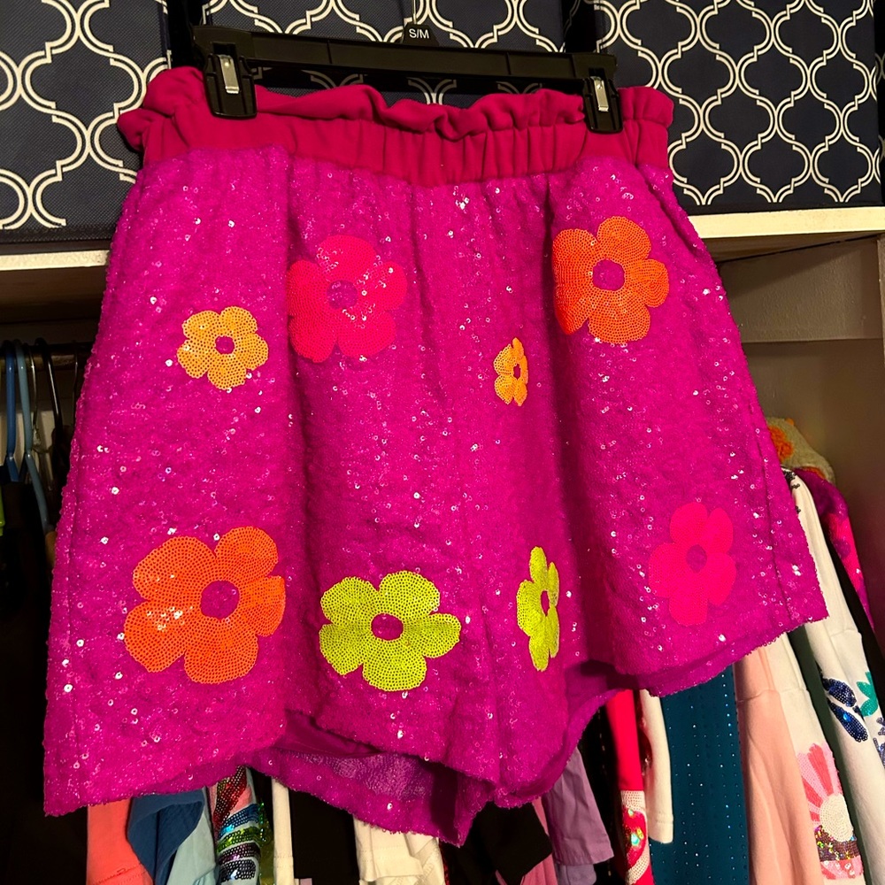 Flower Sequin Shorts